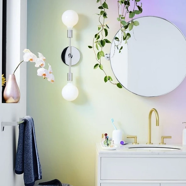 RİOLİGHT MODERN KROM 2XE27 DUYLU METAL AYNA ÜSTÜ DUVAR APLİK ürün görseli 1