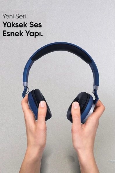 Kablosuz Katlanabilir Kafaüstü Kulaklık Bluetooth 5.0V Mikrofonlu HD Ses - Resim 5