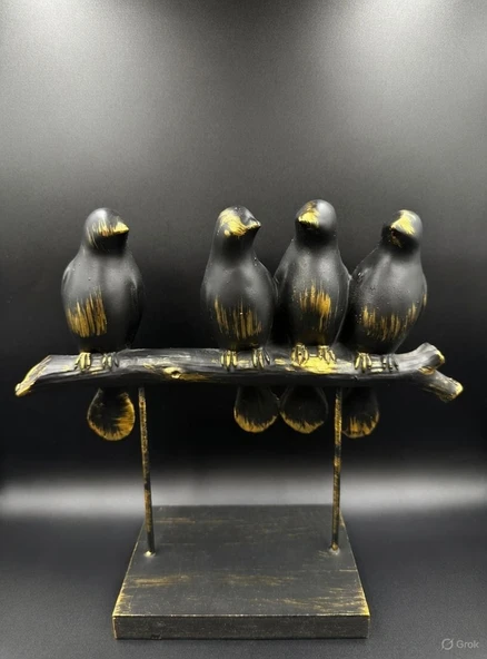 Kuş Biblo - Siyah & Altın  Süs Eşyası Dekoratif ürün görseli 1