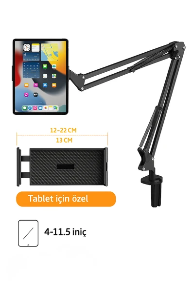 360 Dönebilen Masaüstü Süspansiyonlu Ayarlanabilir Tablet Tutucu Stand - Resim 8