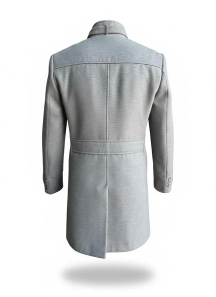 Erkek Slim Fit Kaşe Kaban – Çıkarılabilir Ribanalı Fermuarlı Yaka, S–XXL - Resim 3