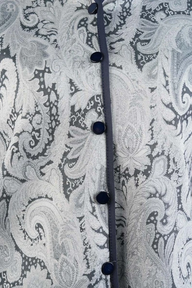 Tesettür Takım Üst Ceket Desenli Scuba Etekli İkili Takım Lacivert - Resim 5