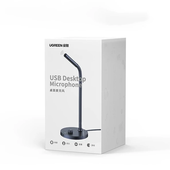 UGREEN Standlı Masaüstü Bilgisayar USB Mikrofon, Siyah, 90416 - Resim 3
