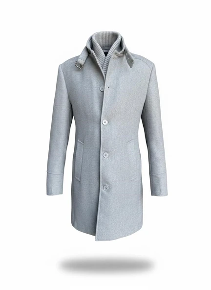 Erkek Slim Fit Kaşe Kaban – Çıkarılabilir Ribanalı Fermuarlı Yaka, S–XXL ürün görseli 1