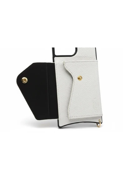 Cep telefonu kılıfı Cüzdanlı Beyaz Deri Görünümlü - Resim 3