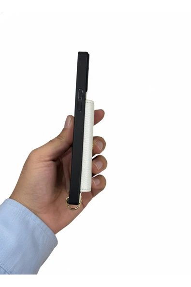 Cep telefonu kılıfı Cüzdanlı Beyaz Deri Görünümlü - Resim 5