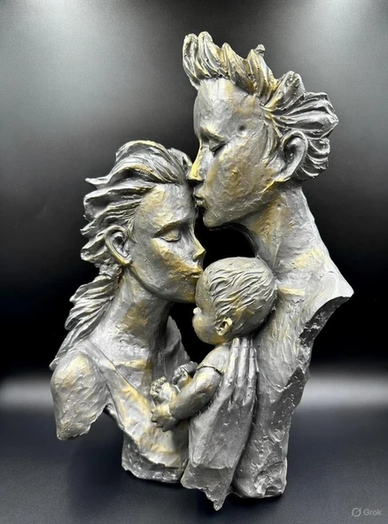 Üçlü Aşık Heykeli Biblo Süs Eşyası Dekoratif - Resim 4