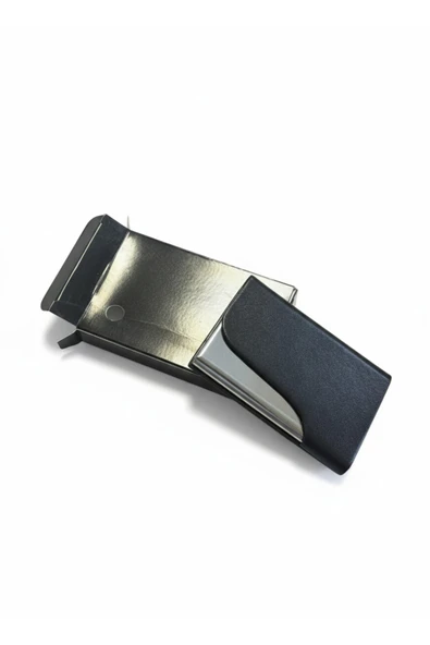 Siyah Kartvizitlik Kartlık Cüzdan Metal Kasa Mıknatıslı İçi Kaymaz Kullanışlı - Resim 8