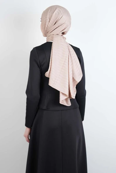 Tesettür Takım Çift Zımbalı Bel Oturtmalı Scuba Etekli Takım Siyah - Resim 4