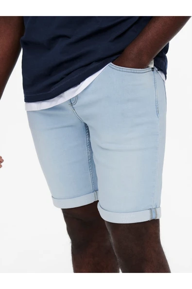 Only & Sons   ONSPLY LB JOG 8587 PIM DNM SHORTS NOOS Erkek Mavi Şort - 22018587 - Resim 6