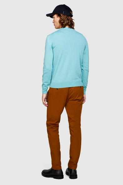 Sisley   Esnek Slim Fit Chino Pantolon Erkek Kahverengi T-Shirt - 323A4JGCSF03E - Resim 7