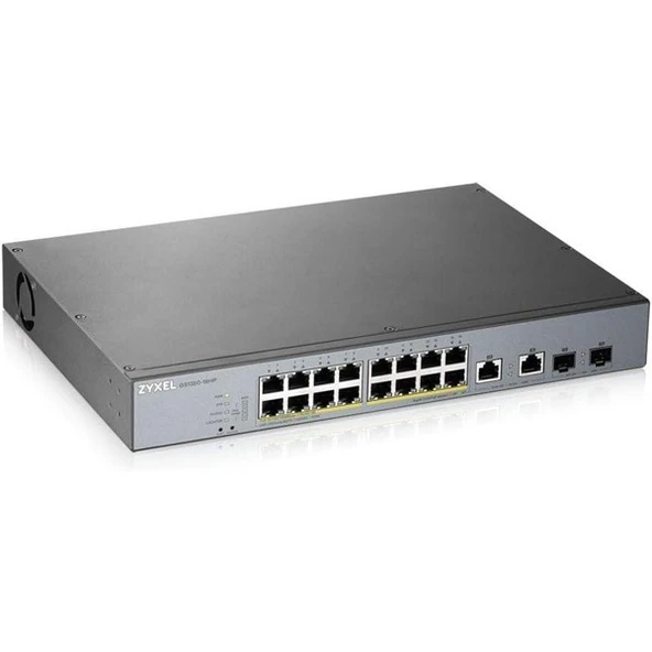 ZyXEL 16port PoE 250w GS1350-18HP GIGABIT 2X SFP Yönetilebilir Switch ürün görseli 1
