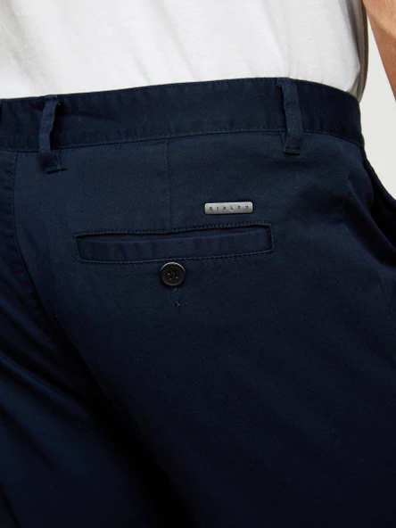 Sisley   Streç Pamuklu Kemer Delikli Slim Fit Pantolon Erkek Lacivert Pantolon - 324P4AIHSF021 - Resim 4