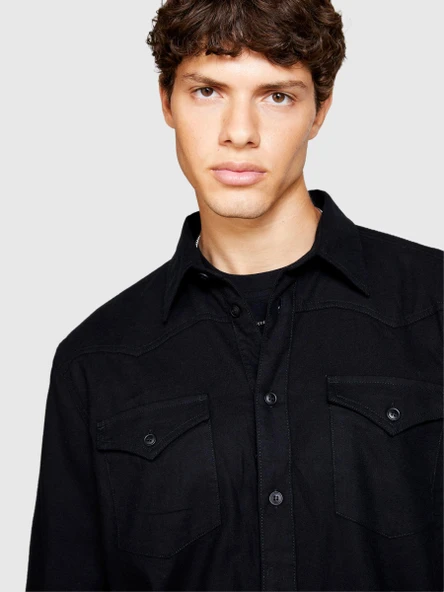 %100 Koton Regular Fit Western Gömlek Erkek Siyah Gömlek - 323A51ZZSQ02U ürün görseli 1