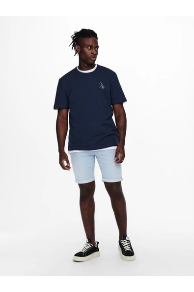 Only & Sons   ONSPLY LB JOG 8587 PIM DNM SHORTS NOOS Erkek Mavi Şort - 22018587 - Resim 3