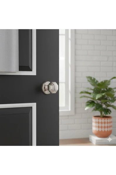 KRİSTAL AYNALI KAPI TOKMAĞI TOKMAK NİKEL SATEN RENK ürün görseli 1