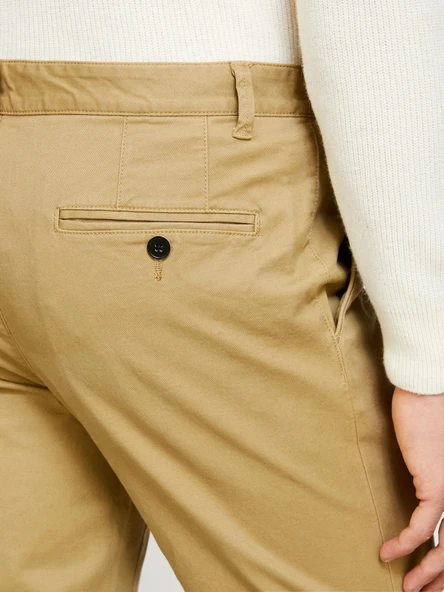 Sisley   Esnek Slim Fit Chino Pantolon Erkek Bej T-Shirt - 323A4JGCSF03E - Resim 2