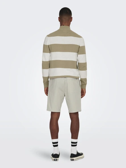 Only & Sons   ONSLINUS 0007 COT LIN SHORTS NOOS Erkek Gri Şort - 22024967 - Resim 4