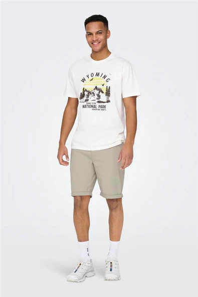 Only & Sons   ONSPETER LIFE REGULAR 0013 SHORTS NOOS Erkek Bej Şort - 22027905 - Resim 5