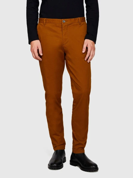 Sisley   Esnek Slim Fit Chino Pantolon Erkek Kahverengi T-Shirt - 323A4JGCSF03E ürün görseli 1