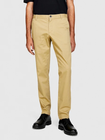 Sisley   Slim Fit Vintage Efekt Chino Pantolon Erkek Bej T-Shirt - 323A4DM6SF02Y - Resim 4