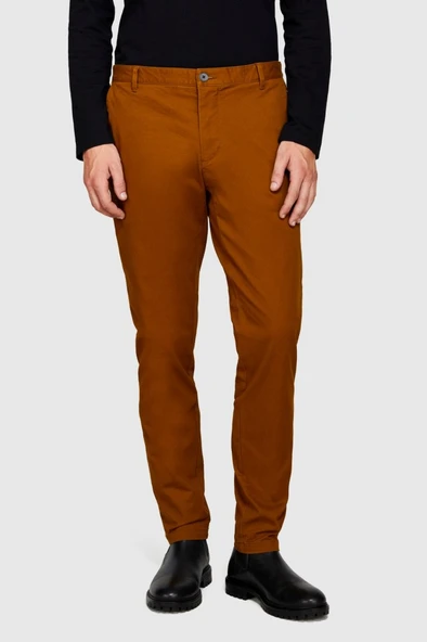 Sisley   Esnek Slim Fit Chino Pantolon Erkek Kahverengi T-Shirt - 323A4JGCSF03E - Resim 8