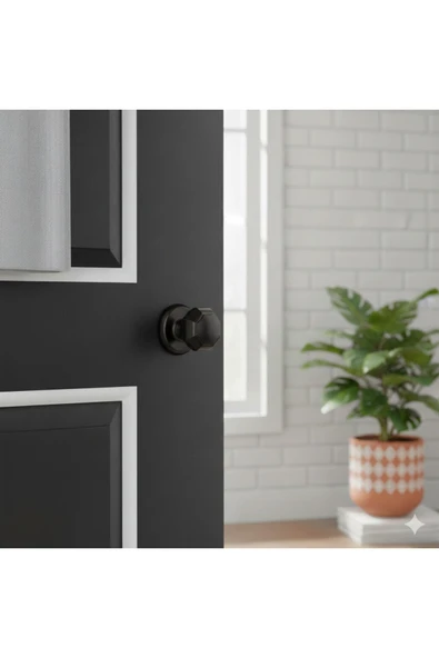KRİSTAL AYNALI KAPI TOKMAĞI TOKMAK SİYAH RENK ürün görseli 1