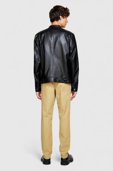 Sisley   Slim Fit Vintage Efekt Chino Pantolon Erkek Bej T-Shirt - 323A4DM6SF02Y - Resim 7