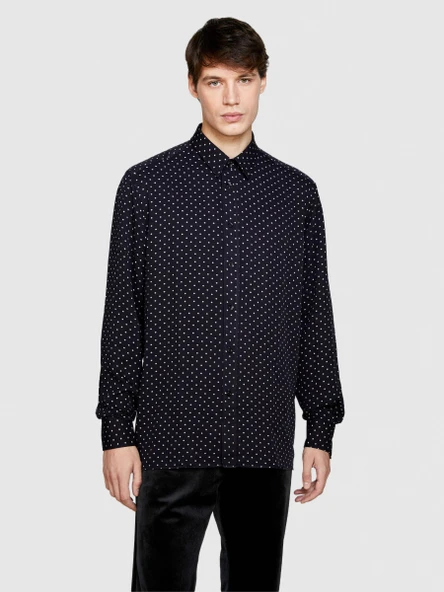 %100 Viskoz Regular Fit Puantiyeli Gömlek Erkek Renkli Gömlek - 323A5W7SLQ06M - Resim 3