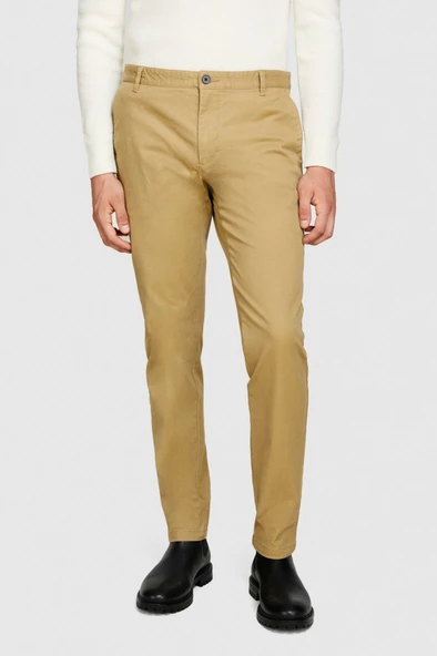 Sisley   Esnek Slim Fit Chino Pantolon Erkek Bej T-Shirt - 323A4JGCSF03E - Resim 8