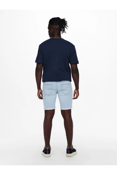 Only & Sons   ONSPLY LB JOG 8587 PIM DNM SHORTS NOOS Erkek Mavi Şort - 22018587 - Resim 5