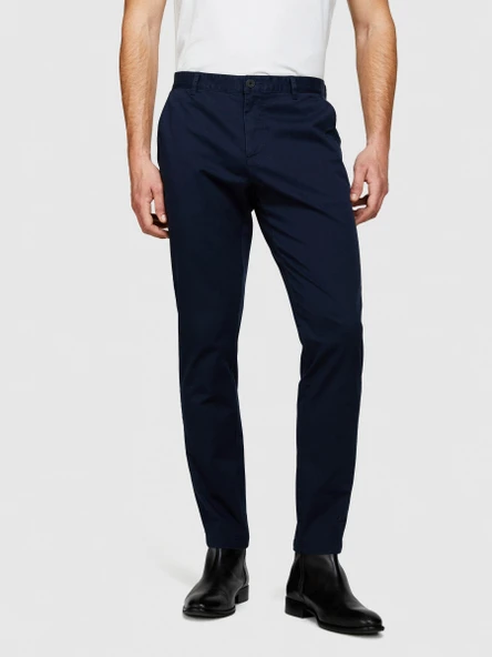 Sisley   Streç Pamuklu Kemer Delikli Slim Fit Pantolon Erkek Lacivert Pantolon - 324P4AIHSF021 - Resim 6