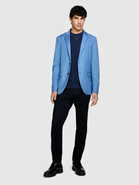 Streç Pamuklu Kemer Delikli Slim Fit Pantolon Erkek Siyah Pantolon - 324P4AIHSF021 - Resim 2