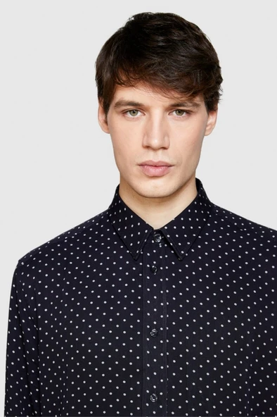 %100 Viskoz Regular Fit Puantiyeli Gömlek Erkek Renkli Gömlek - 323A5W7SLQ06M - Resim 9