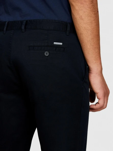 Streç Pamuklu Kemer Delikli Slim Fit Pantolon Erkek Siyah Pantolon - 324P4AIHSF021 - Resim 4