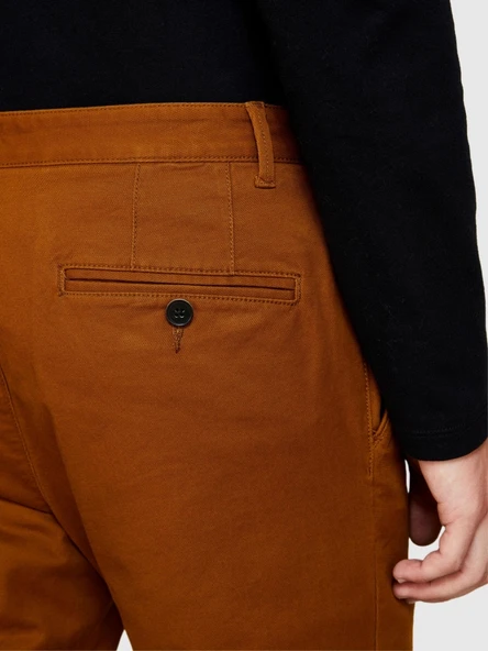 Sisley   Esnek Slim Fit Chino Pantolon Erkek Kahverengi T-Shirt - 323A4JGCSF03E - Resim 4