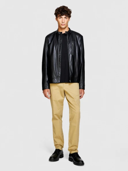 Sisley   Slim Fit Vintage Efekt Chino Pantolon Erkek Bej T-Shirt - 323A4DM6SF02Y - Resim 5