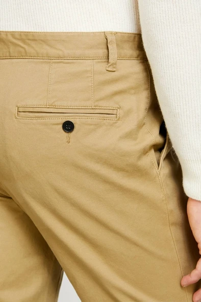 Sisley   Esnek Slim Fit Chino Pantolon Erkek Bej T-Shirt - 323A4JGCSF03E - Resim 9