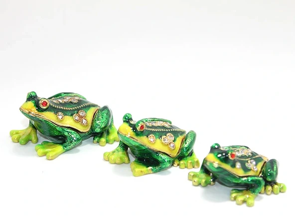 Swaroski Taşlı 3'Lü Kurbağa Seti Liv380 ürün görseli 1
