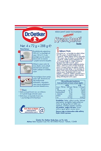 Dr. Oetker Krem Şanti Eko 288 Gr x 2 Adet - Resim 3