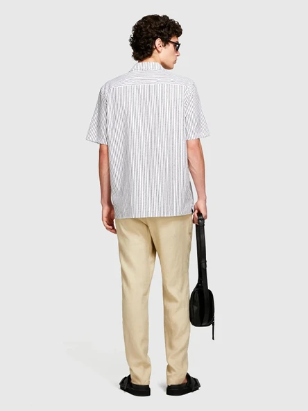 Sisley   %100 Keten Slim Comfort Fit Pantolon Erkek Bej Pantolon - 325P4AGHSF049 - Resim 4