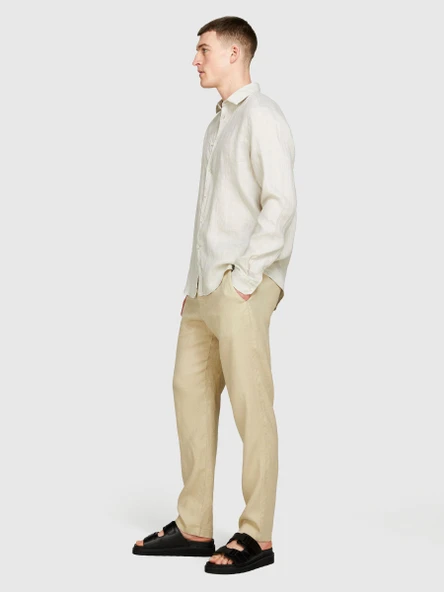 %100 Keten Regular Fit Gömlek Erkek Gri Gömlek - 324P5BKUSQ029 ürün görseli 1