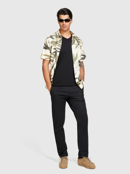 Sisley   Pamuk Karışımlı Slim Fit Chino Pantolon Erkek Siyah Pantolon - 324P4TEQSF02E - Resim 2