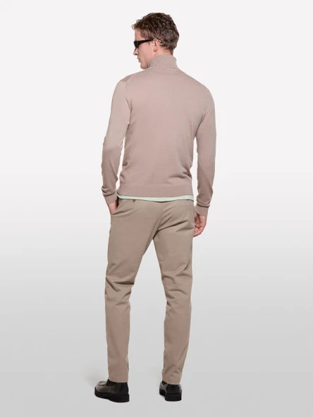 Sisley   Erk_Pamuk Karışımlı Dar Kesim Chino Pantolon Erkek Açık Kahve Pantolon - 324A4JGCSF04W - Resim 2