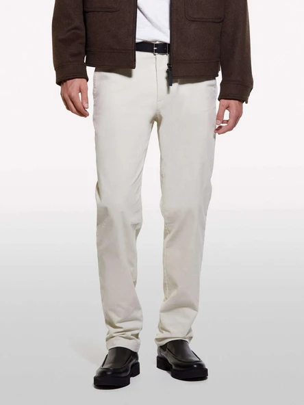 Sisley   Pamuk Karışımlı Dar Kesim Cepli Kadife Chino Pantolon Erkek 0L8 Pantolon - 324A41ZNSF04R - Resim 2