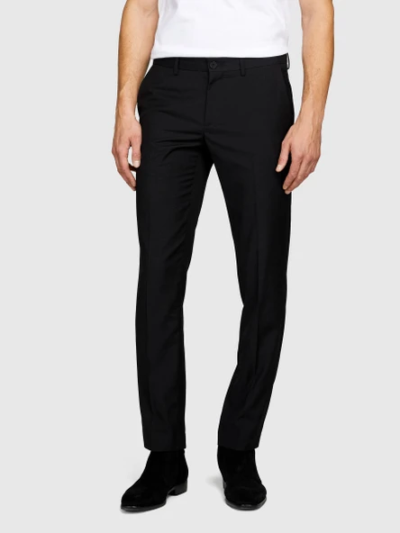Sisley   Poliviskoz Slim Fit Formal Pantolon Erkek Siyah Pantolon - 323A4KI356Y89 - Resim 6