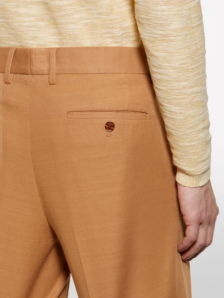 Sisley   %100 Pamuk Yırtmaç Detaylı Regular Fit Bermuda Şort Erkek Kahverengi Şort - 325P4GJ0S9018 - Resim 4