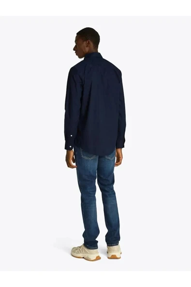 FLEX POPLIN KENT COLLAR SF SHIRT Erkek Mavi Gömlek - MW0MW38137 - Resim 4