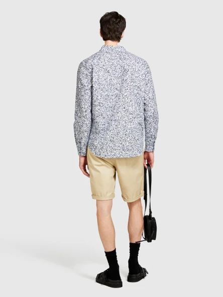 Streç Pamuklu Kumaştan Kemer Delikli Kıvrık Paça Kısa Şort Erkek Bej Şort - 324P4TEQS900Z ürün görseli 1