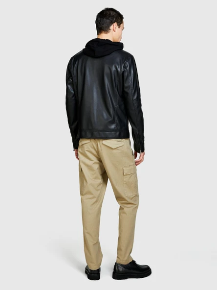 Sisley   Streç Pamuklu Kemer Delikli Yama Cepli Dar Paça Pantolon Erkek Mavi Pantolon - 324P4H2FSF03P - Resim 6